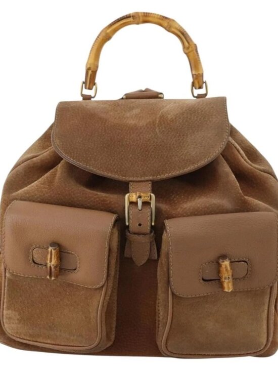 GUCCI Bamboo Backpack Suede Brown Gold 003 2058 0016 Auth LNZ352 main image 8